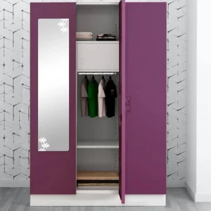 3 Door Wardrobes - Slimline Metal 3 Door Almirah
